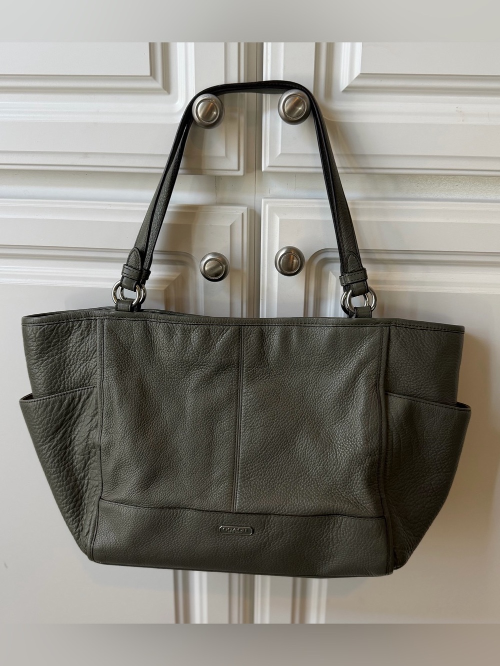 Coach Madison 15960 olive green Pebbled Leather tote shoulder bag - Picture 4 of 8